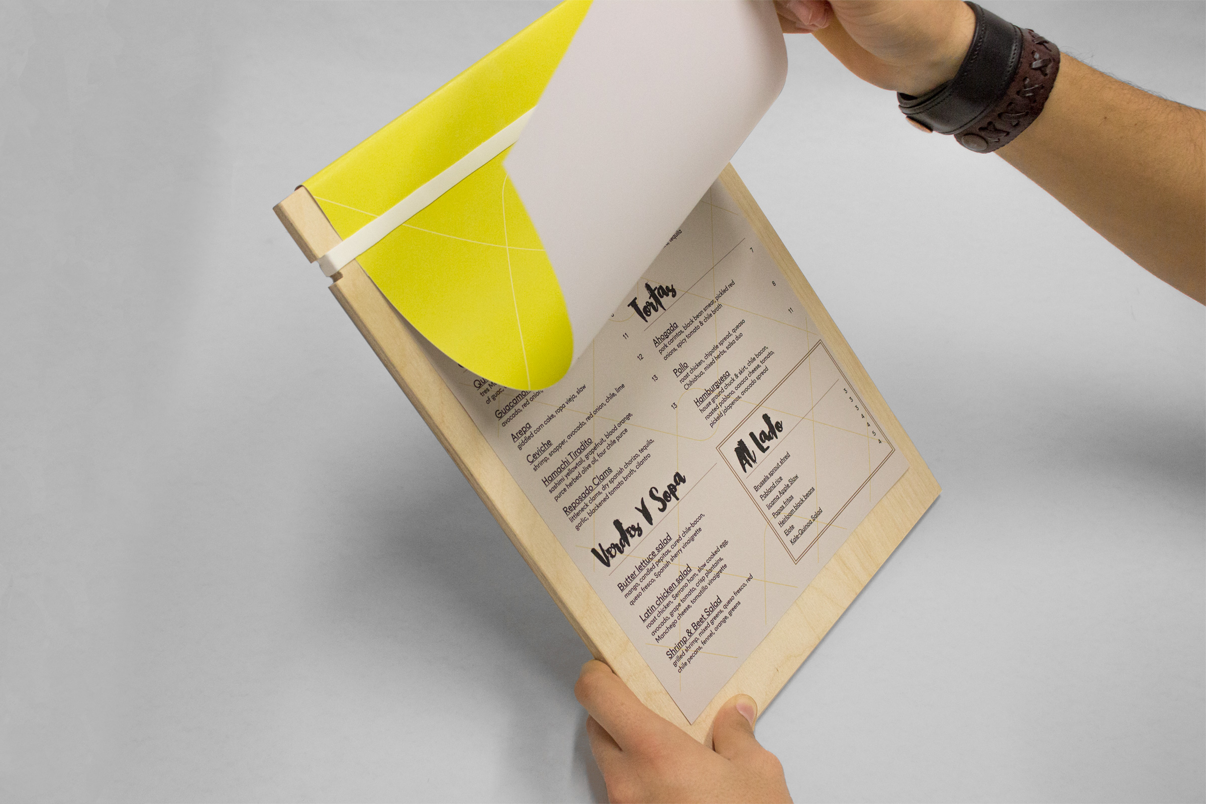 Wooden menu holders for unique places